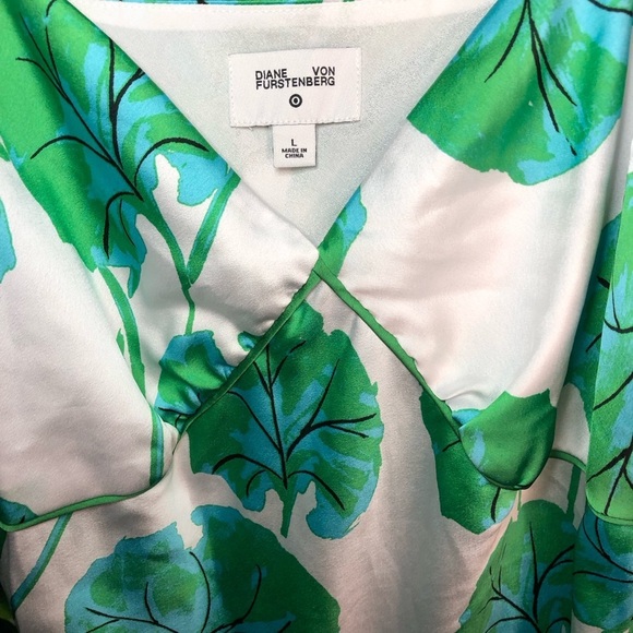 Diane Von Furstenburg Green Leaf Print Slip Dress - Picture 11 of 15